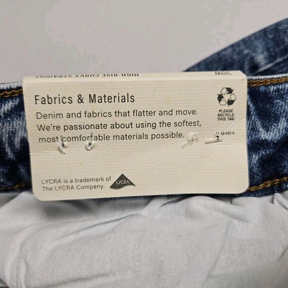 A.N.A Curvy High Rise Distressed Straight Jeans Womens 30W Stretch Denim Blue - Picture 11 of 13